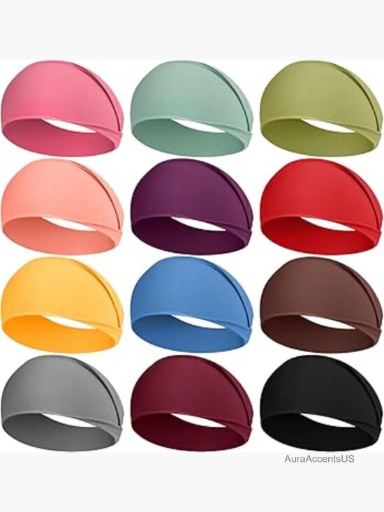 Non Slip Wide Headbands for Women 12 Pack Stretchy Moisture Wicking Yoga Running main image 6